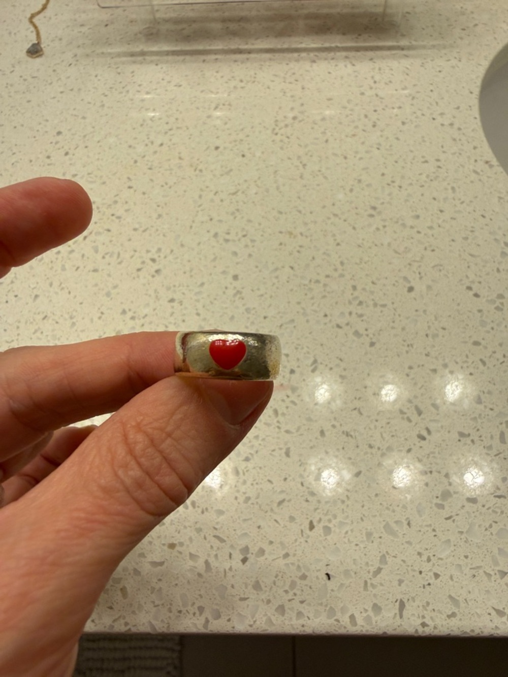 Gold Gorjana  Heart Band Ring with Red Enamel Heart size 6 ❤️